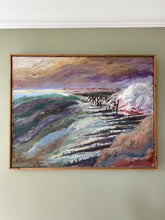 Load image into Gallery viewer, Vintage Abstract Seaside Painting | Abstract Painting on Canvas | Vintage Seaside Painting