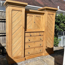 Load image into Gallery viewer, Victorian Solid Pine Triple Wardrobe 6 drawer commode
