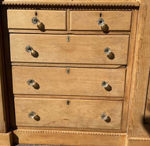 Load image into Gallery viewer, Victorian Solid Pine Triple Wardrobe 6 drawer commode