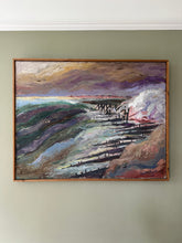 Load image into Gallery viewer, Vintage Abstract Seaside Painting | Abstract Painting on Canvas | Vintage Seaside Painting