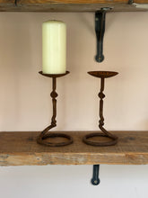 Load image into Gallery viewer, Pair of Antique French Cast Iron Candlestick Holders