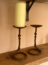 Load image into Gallery viewer, Pair of Antique French Cast Iron Candlestick Holders
