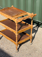 Load image into Gallery viewer, Antique French Oak Wavy Drinks Trolley