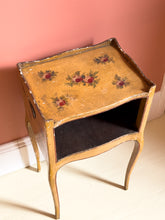 Load image into Gallery viewer, Antique French Shabby Chic Floral Bedside Table