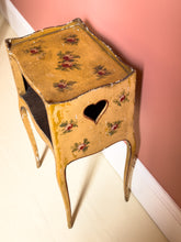 Load image into Gallery viewer, Antique French Shabby Chic Floral Bedside Table