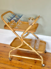 Load image into Gallery viewer, Vintage Mid-Century Bamboo Cocktail Trolley