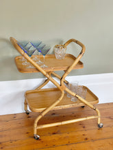 Load image into Gallery viewer, Vintage Mid-Century Bamboo Cocktail Trolley