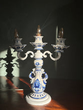 Load image into Gallery viewer, Ceramic Russian Delft Candelabra Style Table Lamp