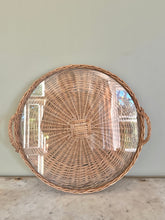 Load image into Gallery viewer, Large French Wicker Glass Serving Tray