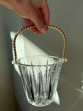 Load image into Gallery viewer, Vintage French Cut Crystal Ice Bucket With Twisted Rope Gold Handle