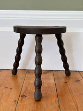 Load image into Gallery viewer, Antique French Oak Stool With Demilune Top And  Bobbin Turned Legs