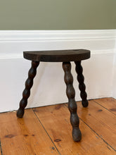 Load image into Gallery viewer, Antique French Oak Stool With Demilune Top And  Bobbin Turned Legs