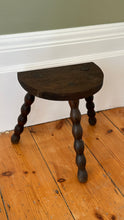 Load image into Gallery viewer, Antique French Oak Stool With Demilune Top And  Bobbin Turned Legs