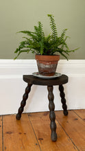 Load image into Gallery viewer, Antique French Oak Stool With Demilune Top And  Bobbin Turned Legs