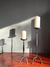Load image into Gallery viewer, Pair of Antique Black French Candlestick Holders