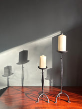 Load image into Gallery viewer, Pair of Antique Black French Candlestick Holders