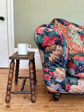 Load image into Gallery viewer, Antique French Oak Stool With Wavy Top And Bobbin Turned Legs