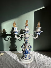 Load image into Gallery viewer, Ceramic Russian Delft Candelabra Style Table Lamp