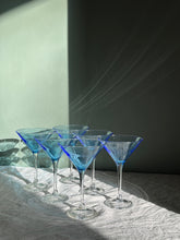 Load image into Gallery viewer, Set of Six Blue Martini Glasses