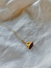Load image into Gallery viewer, Antique Gold Carnelian Gemstone Fob Necklace on Vintage Gold Belcher Chain
