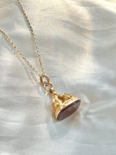 Load image into Gallery viewer, Antique Gold Carnelian Gemstone Fob Necklace on Vintage Gold Belcher Chain