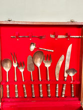Load image into Gallery viewer, Vintage 1970s Bamboo Bronze Cutlery Set