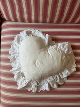 Load image into Gallery viewer, Vintage Heart Shaped Embroidery Anglaise Cushion