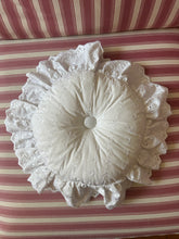 Load image into Gallery viewer, Vintage Round Shaped Embroidery Anglaise Cushion