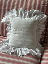 Load image into Gallery viewer, Vintage Square Shaped Embroidery Anglaise Cushion