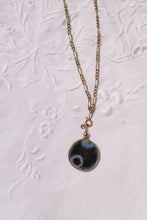 Load image into Gallery viewer, Rare Antique 9ct Gold Agate Fob Necklace on Vintage 9ct Gold Figaro Chain Necklace