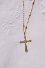 Load image into Gallery viewer, Rare Antique 15ct Yellow Gold Seed Pearl Cross Pendant on a 9ct Gold Fancy Link Chain