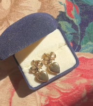 Load image into Gallery viewer, Vintage 9ct Gold Heart and Bow Drop Earrings