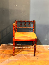 Load image into Gallery viewer, French Antique Faux Bamboo Bobbin corner chair