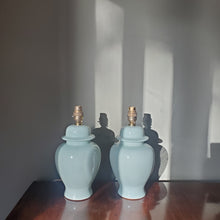Load image into Gallery viewer, Pair Of Vintage Pale Green Lamps