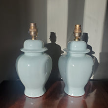 Load image into Gallery viewer, Pair Of Vintage Pale Green Lamps