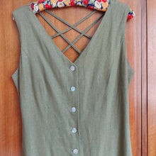 Load image into Gallery viewer, Olive Green Linen Button Down Midi Dress