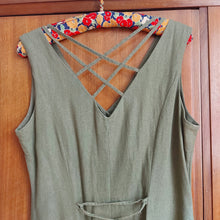 Load image into Gallery viewer, Olive Green Linen Button Down Midi Dress