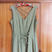 Load image into Gallery viewer, Olive Green Linen Button Down Midi Dress