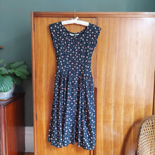 Load image into Gallery viewer, Black Cotton Floral Midi Dress