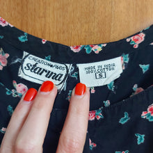 Load image into Gallery viewer, Black Cotton Floral Midi Dress