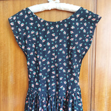 Load image into Gallery viewer, Black Cotton Floral Midi Dress