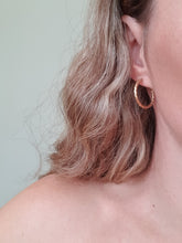 Load image into Gallery viewer, vintage gold hoops on woman