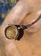 Load image into Gallery viewer, Rare Victorian 1894 Sterling Silver Mount with 1887 Enamelled Shilling Coin Fob Pendant