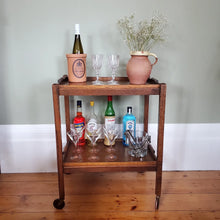 Load image into Gallery viewer, Vintage Wooden Cocktail Drinks Trolley