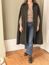 Load image into Gallery viewer, Olive Green Wool Cape Coat