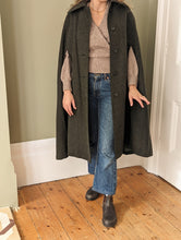 Load image into Gallery viewer, Olive Green Wool Cape Coat