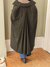 Load image into Gallery viewer, Olive Green Wool Cape Coat
