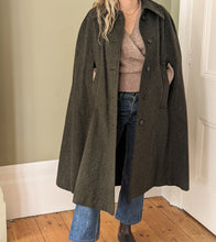 Load image into Gallery viewer, Olive Green Wool Cape Coat