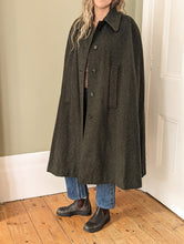 Load image into Gallery viewer, Olive Green Wool Cape Coat