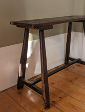 Load image into Gallery viewer, 19th Century Antique Rustic Pitch Pine Painted Bench Stool